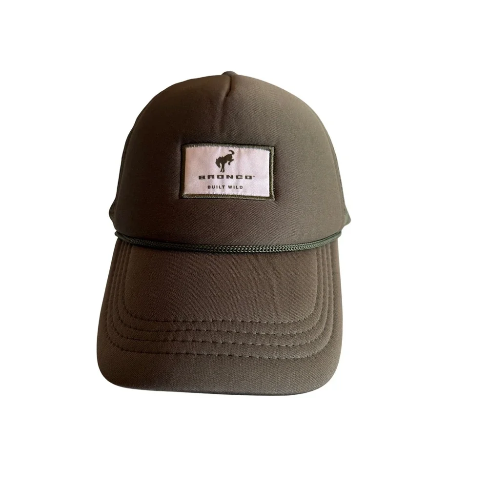 Ford Bronco Trucker Hat Olive Green Built Wild Snapback Rope Foam Mesh Cap